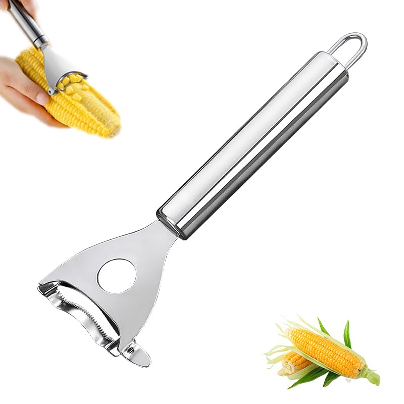 Corn Shucker,Stainless Corn Peeler, Effortless Corn Stripper, Cob Cutter kernels, Practical Kitchen Gadget, Durable Corn Peeler Tool (1, Upgrades Sliver)