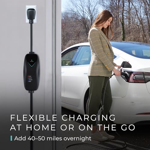 Image of Lectron Level 1 Tesla Charger - 120V, 15 Amp, NEMA 5-15 Plug, 16 ft Extension Cord - Portable Electric Car Charger for Tesla - Compatible with All Tesla Models X /Y /3 /S /Cybertruck