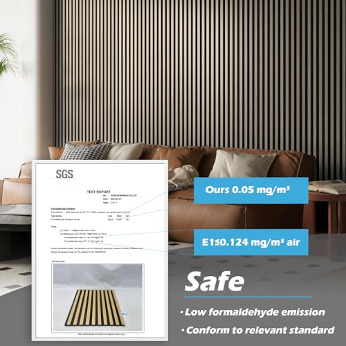 Image of Art3d 108 x 12 Inch 3D Fluted Soundproof Wood Slat Wall Panel, 2-Pack, Oak