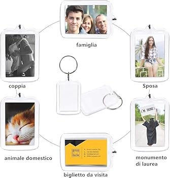 SHERCHPRY Lot De 100 Porte-clés Vierges En Acrylique Transparent Pour Photo - Porte-clés Photo En Acrylique - Porte-clés Photo En Fer à Suspendre - Cadre Photo - 0,5 X 4 X 5,5