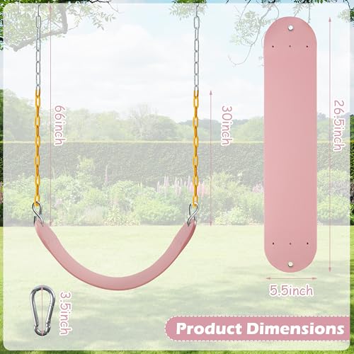 Image of Sunnyglade 8PCS Swings Seats Heavy Duty with 66 inch Chain, Playground Swing Set Accessories Replacement with Snap Hooks, Support 250lb (8, Pastel Pink)