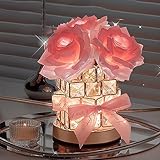 Crystal Table Lamp, Rechargeable Cordless Rose Light 3 Colors Dimmable Flower Lamp, Romantic LED Rose Diamond Lamp for Bedroom Living Pink Room Decor, Valentine Birthday Gift for Her
