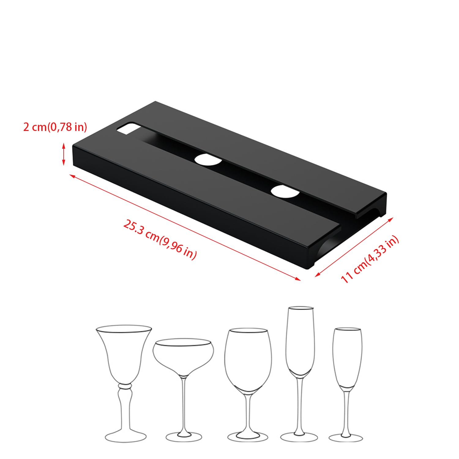 Portabicchieri Da Vino Sospesi Sotto Mobile - 2 Pezzi, Nero, Senza Bisogno Di Forare, Per Casa O Bar - Foto 11