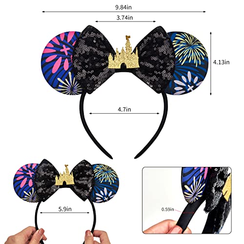 Image of FANYITY Mouse Ears, Sequin Mouse Ears Headband for Boys Girls Women (fireworks)