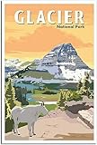tela poster glacier national parks vintage viaggio poster retro wall art art print camera decorazione casa decorazione non incorniciato 50x75cm