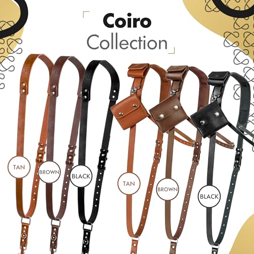 Image of C Coiro Leather Camera Strap Crossbody for DSLR, Mirrorless - Secure Dual Mount, Quick Release for Professional Photography