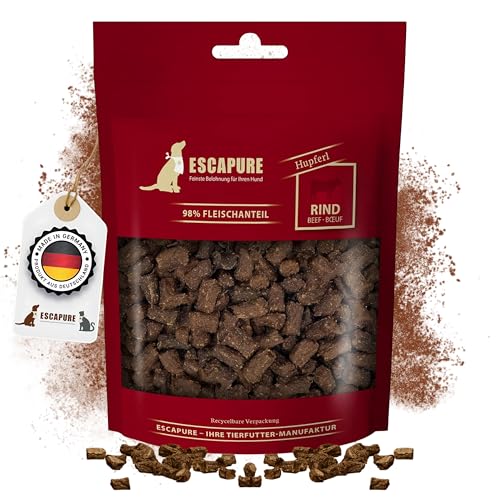 ESCAPURE Hupferl - Hunde Leckerli aus Rindfleisch in Premium Qualität - 98% Muskelfleisch - Protein Trainingssnacks ohne künstliche Zusatzstoffe & Getreide (150g)