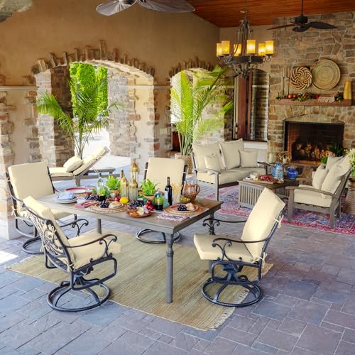 Image of Arden 2-Pack Patio Dining Outdoor Chair Cushions, 20x44, Rain-Proof Seat Pad, Fade-Resistant Outdoor Cushion Tan Leala