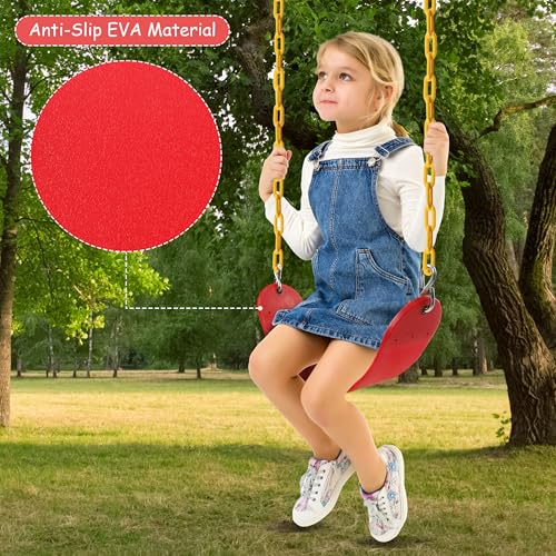 Image of Sunnyglade 2PCS Swings Seats Heavy Duty with 66 inch Chain, Playground Swing Set Accessories Replacement with Snap Hooks, Support 250lb (2, Red)