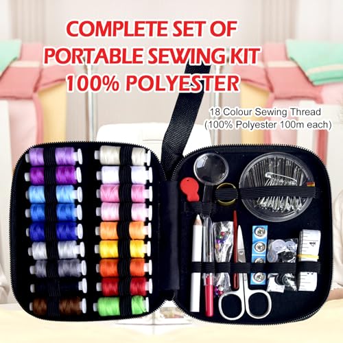 sewing kit with case portable sewing supplies for home traveler adults beginner emergency contains 18 sewing thread scissors needles measure etc