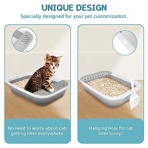 Caja de arena plegable para gatos ShineMe top abierto gris miniatura 6