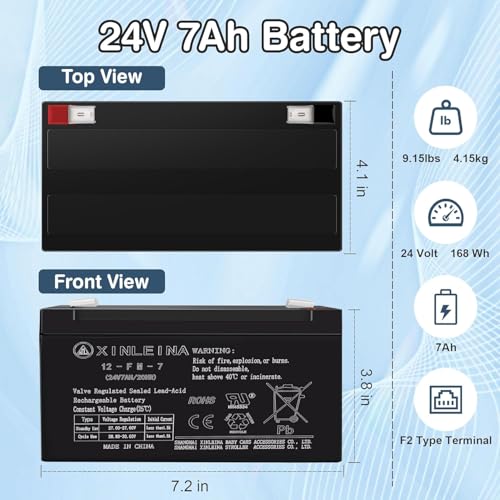 Image of ANPABO 24V 7Ah Sealed Lead Acid Battery for Kids Ride On Toys, F2 Terminal