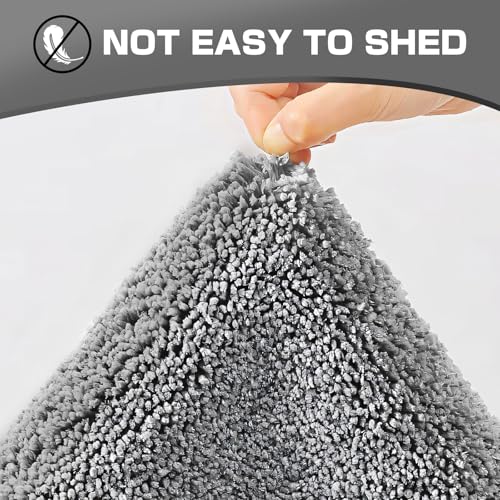 wyewye Mikrofaser-Badematte, Fußmatte, Haustiermatte, 2 cm, super dicker Badteppich, Badezimmerteppich, 40 x 60 cm, grau, maschinenwaschbar, rutschfest, super saugfähig, flauschig, Anti-Schimmel