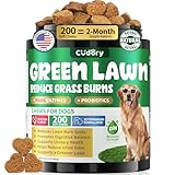 Cudory Grass Burn Spot Treats for Dogs - 200 Dog Urine Neutraliser Chews for Lawn Spots Prevention, Helps Yard Stay Green, Supports Urinary & Digestive Health with Probiotics & Enzymes (Chicken)