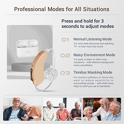 Vivtone Rechargeable Hearing Amplifers With Portable Recharging Case, Digitale Hearing Devices For Seniors & Adults, 120Hrs Backup Power, Pair #TOP2