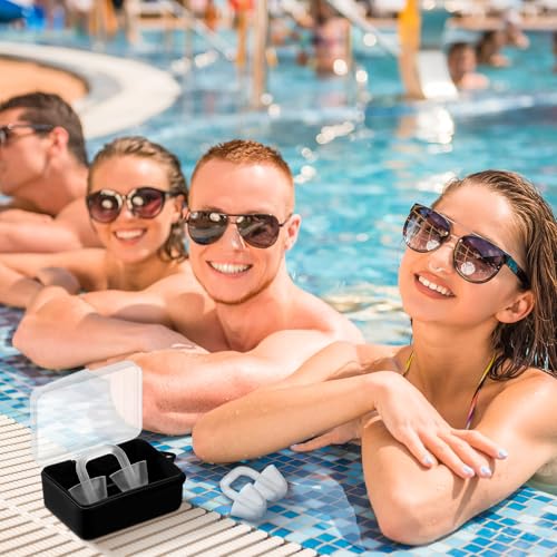 Relaxweex 2 Sets Swimming Nose Plugs for Adults Men Women, Silicone Clear Nose Clip with Plastic Storage Case, Waterproof Nostril Plug Swimming Protectors for Swim Diving Water Sports (White) - Thumbnail 5