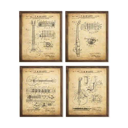 Vintage Gibson Les Paul Guitar Patent Illustration...