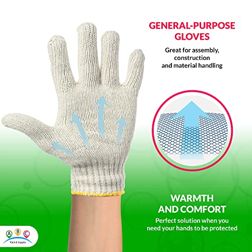 Abc String Knit Gloves Work Cotton Gloves For Men, Women Reusable Cotton Work Gloves, Breathable Working Grip Gloves #TOP3
