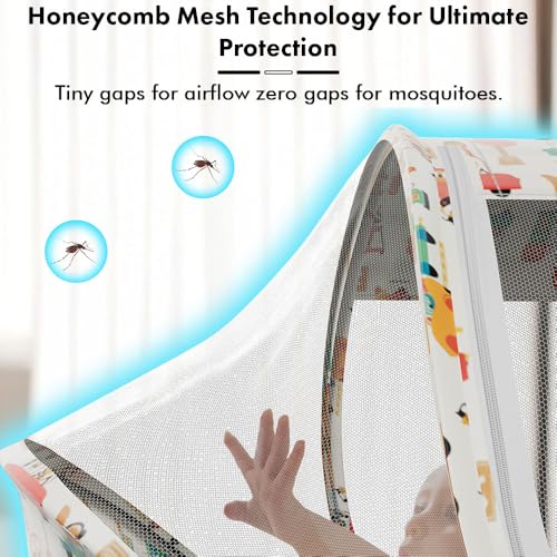 Image of StarAndDaisy Baby Mosquito net for Baby 0-12 Months with Mattress for Infants, Toddlers Safe Baby, Breathable mesh-Mosquito Net for Baby's Peaceful Sleep - Traffic Print