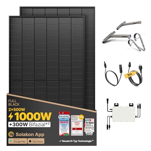 Solakon® 1000W Balkonkraftwerk mit Halterung (Balkon) - Balkonkraftwerk 800W komplett...