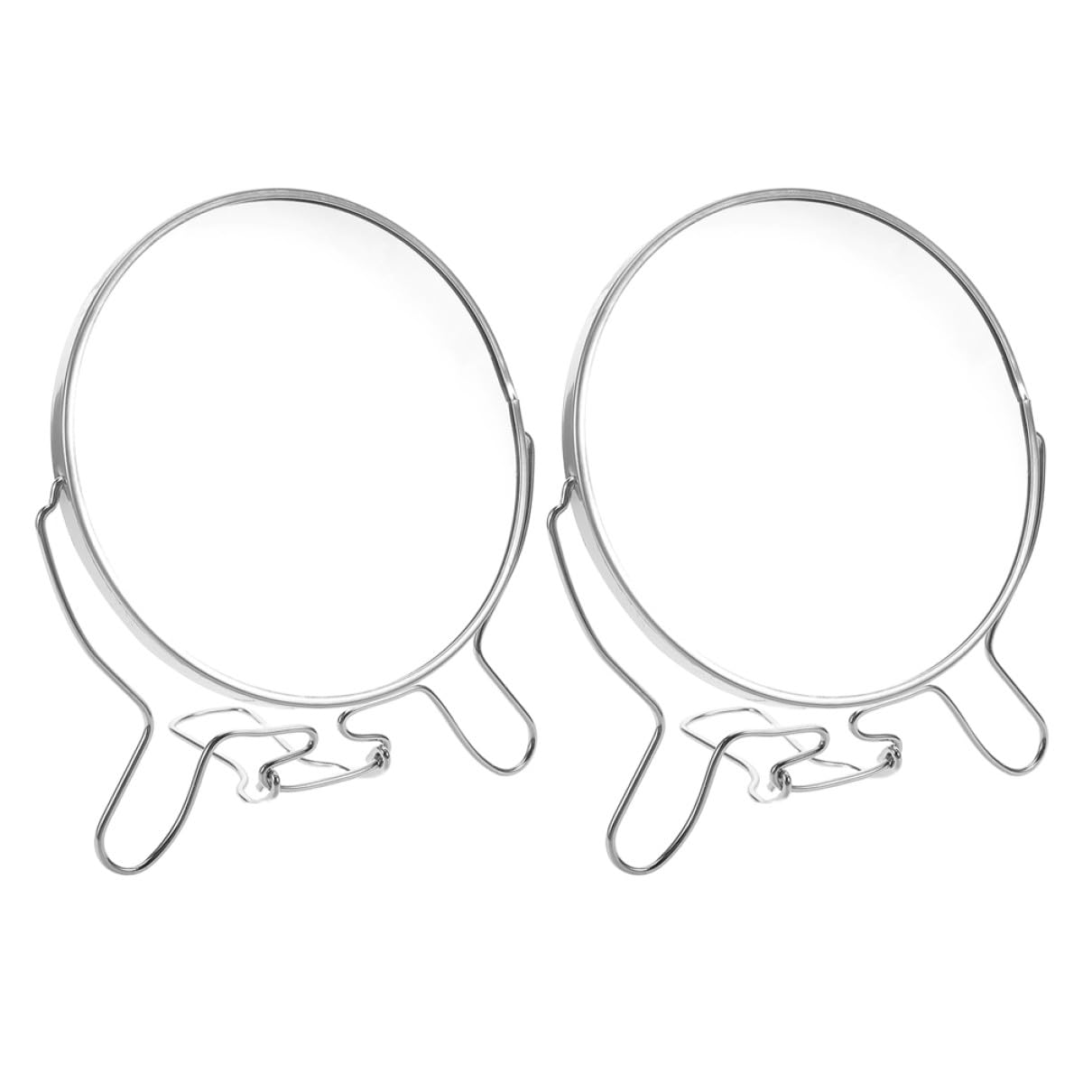 Espejo con Soporte Giratorio de Doble Cara de Metal de Maquillaje Redondo 6 Pulgadas Ligero y Portátil Pack de 2 Piezas para Uso en Oficina y Técnicas de Maquillaje