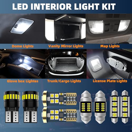 Image of Headlight Bulbs Interior Light Kit Fit For Toyota Corolla 2004-2013, High Low Beam Light Bulb Combo + Interior Bulbs Package + License Plate Lights, Pack of 10