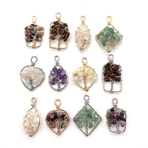 Pendentifs en pierre semi-précieuse améthyste et quartz géométriques - 4