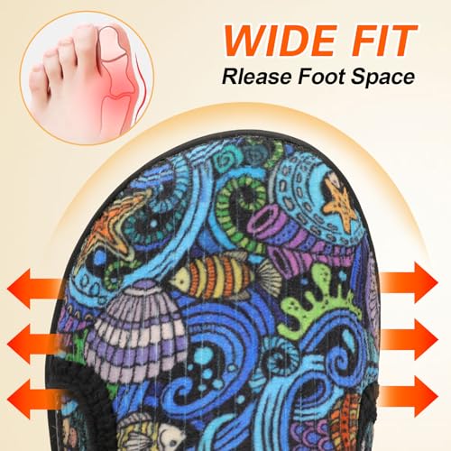 Image of Spesoul Wide Womens Slippers Adjustable House Shoes Indoor Outdoor Barefoot Slippers Cozy Walking Shoe Swollen Edema Diabetic Shoes