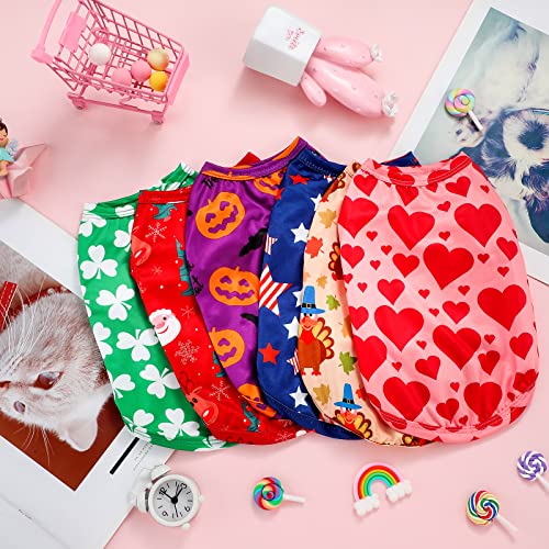 Xuniea 6 Pcs Holiday Dog Shirt Valentines Dog Clothes Easter Pet Outfit Costume Seasonal Puppy Festival Vest Apparel Pet Tank Top Tees for Dogs Cat Halloween Christmas(S (fit 3-5lbs)) - Image 5