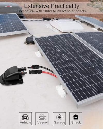 TIKSCIENCE Weatherproof Solar Cable Entry Gland Entry Housing Solar Junction Box Fit for RV Boat, Camper, Van, Building, Garage, Shack, with 10Ft 10AWG Solar Extension Cable Connector