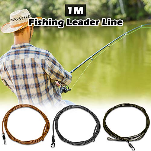 DECDEAL 1 M 30LB / 80LB Líder de Pesca Fio Líder de Linha com Anel Giratório Swivel Rápido Linha De