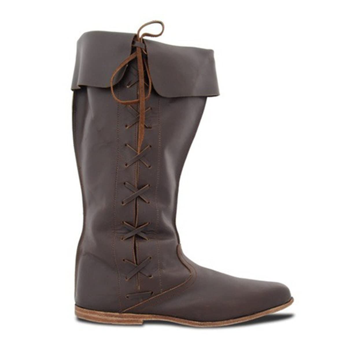 Renaissance Medieval Cosplay Boots - Medieval Boots - Stivali in Pelle PU per Cosplay Donna Uomo,Marrone,43