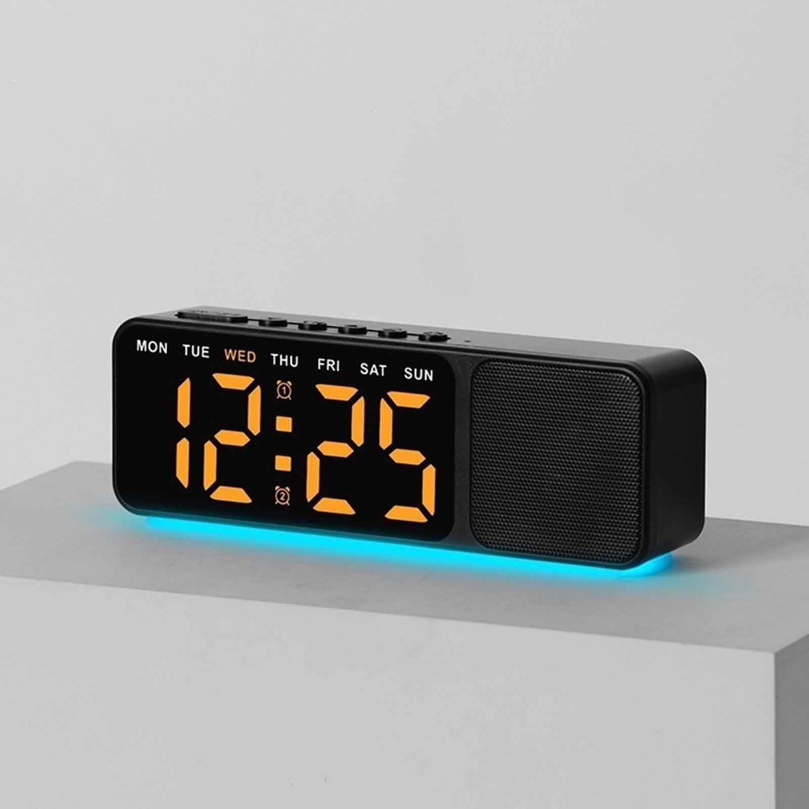 MYBSXKEOZ Multi-Color Bluetooth Alarm Clock With Lights, Alarm Clock With Bluetooth Speaker, RGB Night Lights Bluetooth Speaker, Dimmable Multi-Color Changing Bedside Lamp For Girls,Adults.(G)