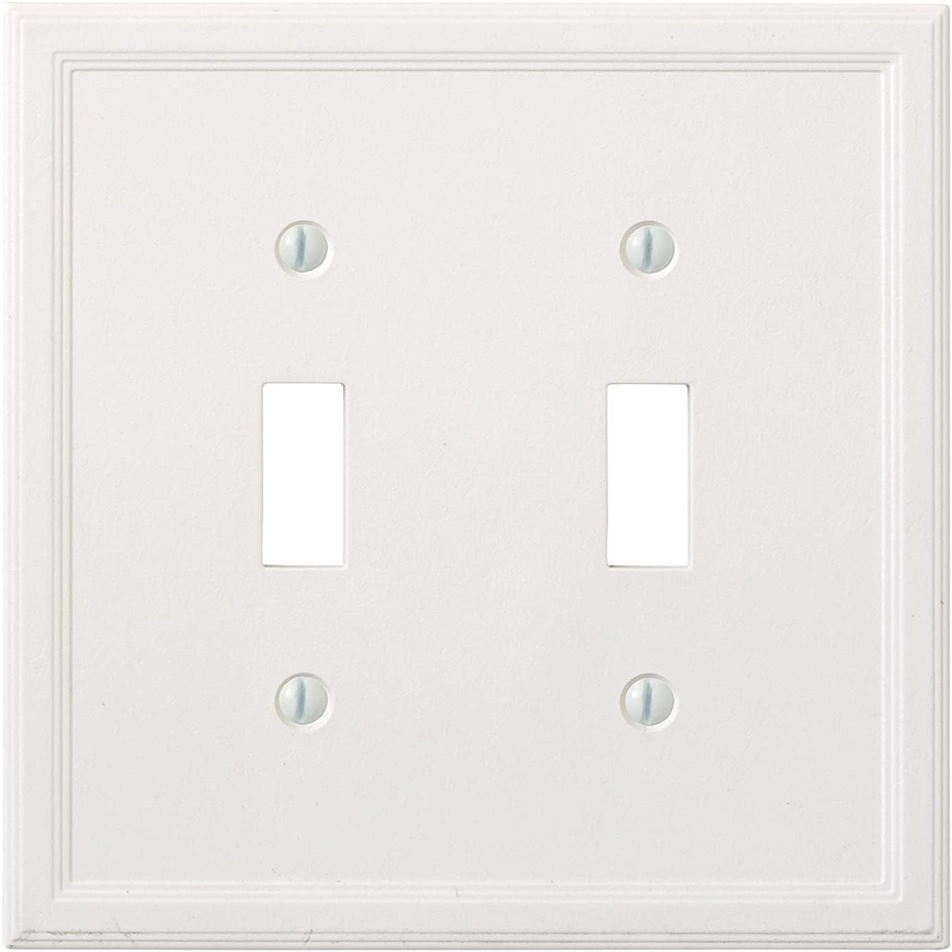 QuestechCornice Insulated Decorative Switch Plate/Wall Plate Cover - Made in the USA (Double Toggle, White)