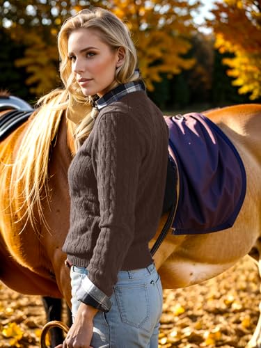 Womens Fall Sweaters 2025 Trendy Cable Knit Long Sleeve Crewneck Business Tops Casual Outfit Lightweight Sweater for Women4