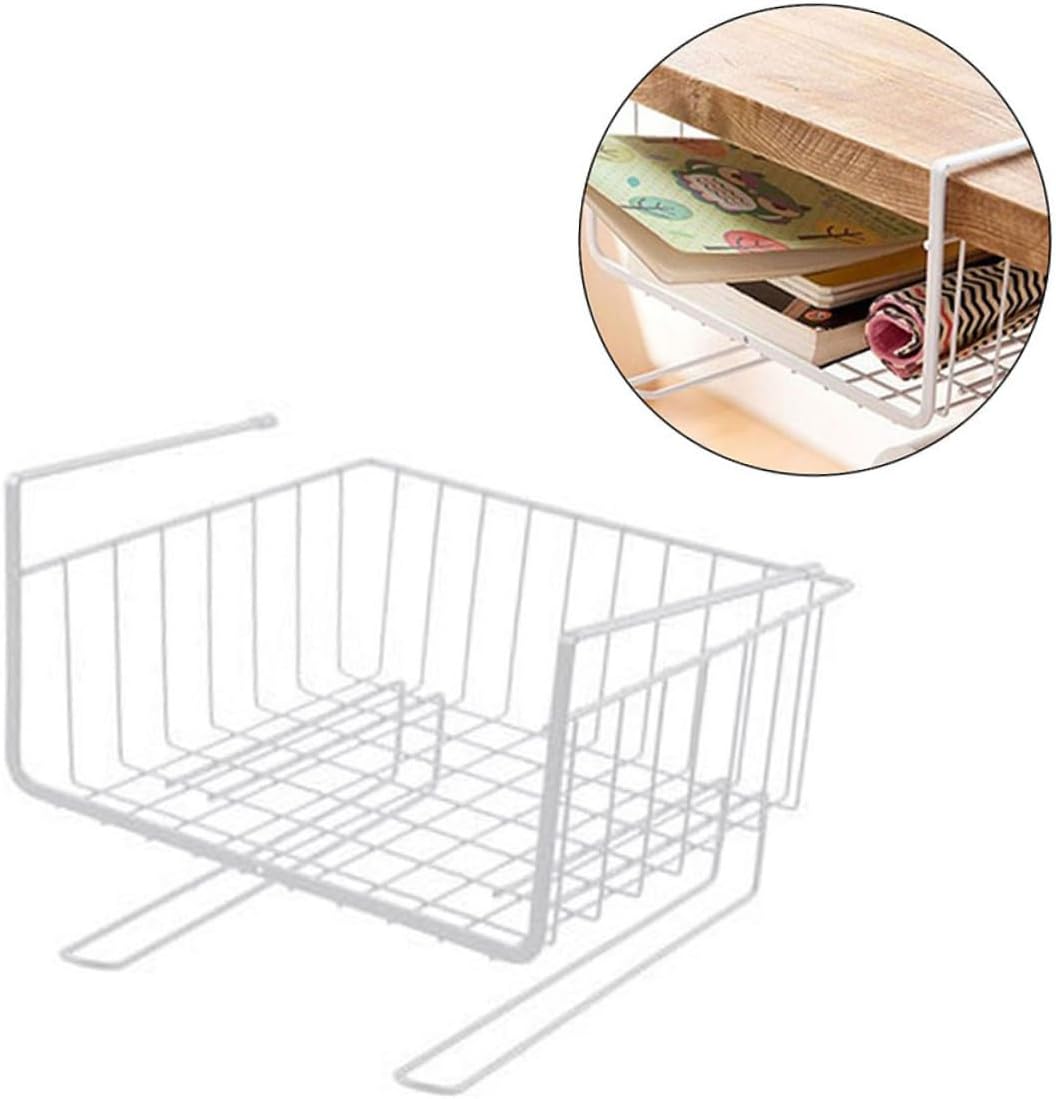 2pcs Simple White Cabinet Storage Rack Layered Hanging Shelf Organizer for Heavy Duty Partition Rack for under Table Use Pack