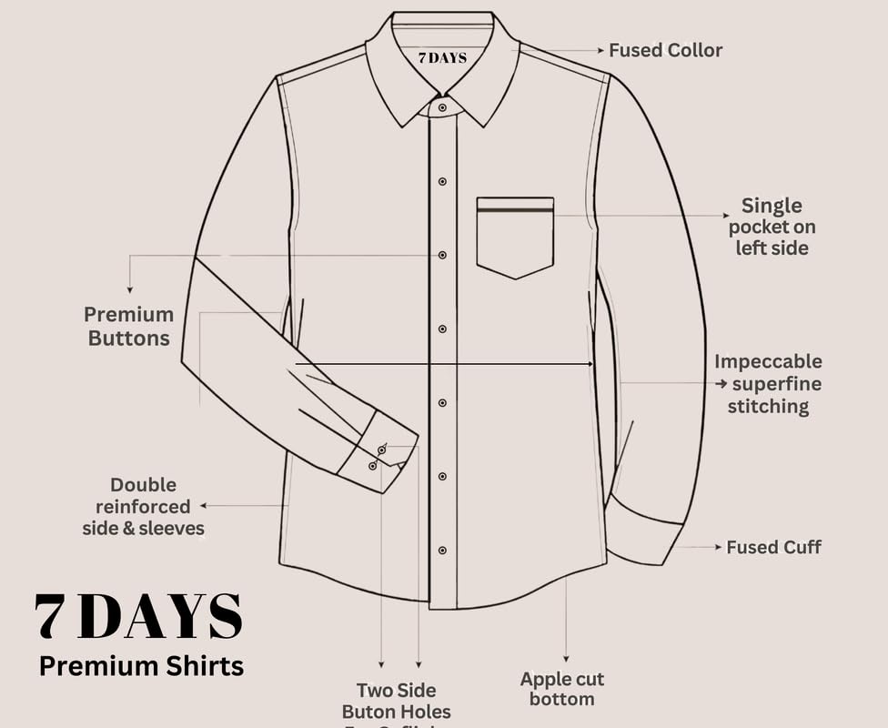 Image of 7-DAYS Men's Premium Striped Shirt - 100% Cotton, Tailored Fit (Between Slim & Regular), Full Sleeve, with Pocket - Smart Office & Casual Look
