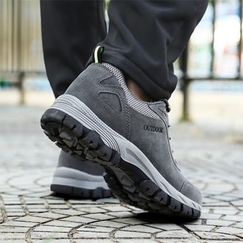 RZDYSQ Men's Waterproof Hiking Shoes, Men's Arch Support Outdoor Breathable Walking Shoes (Grey,US-10)3