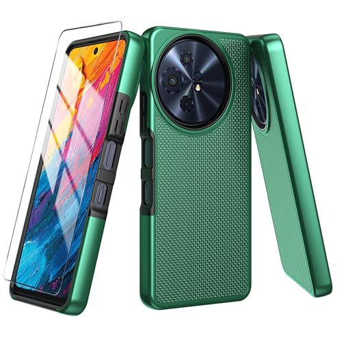 Mocotto for TCL 60 XE NXTPAPER 5G/TCL 50 XL 5G Case with Tempered Glass Screen Protector Dual Layer Heavy Duty Shockproof Protection (Dark Green)
