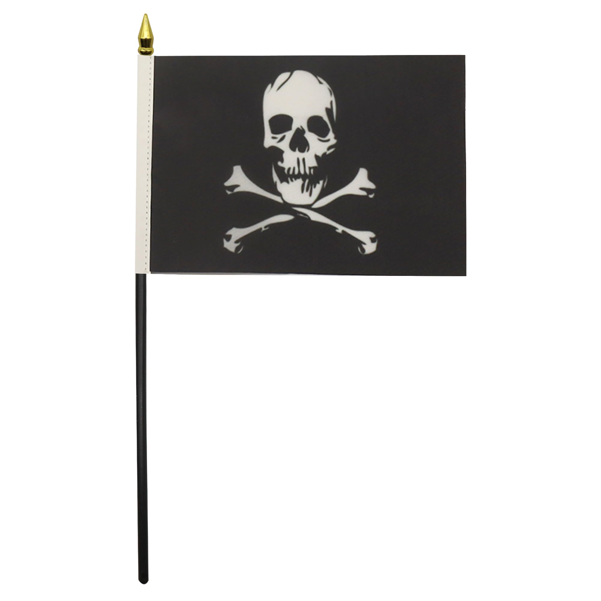 AZ FLAG Mini Drapeau Pirate tête de mort 15x10 cm Drapeau Corsaire 100% Polyester Hampe Pointe Dorée 25cm