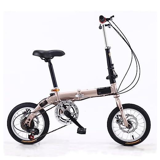 ZDXC Bicicleta Plegable de 14 Pulgadas, Bicicleta Compacta Portátil para Estudiantes de 5 Velocidades, Bicicleta Urbana Ligera para Hombres, Mujeres, Niños, 4 Colores