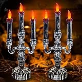 TURNMEON 2 PCS Halloween Candles Lamp,Halloween Decorations 3-Candles Halloween LED Candelabra Battery Operated Candles,LED Candles Halloween Decor Indoor for Table Home Party Room