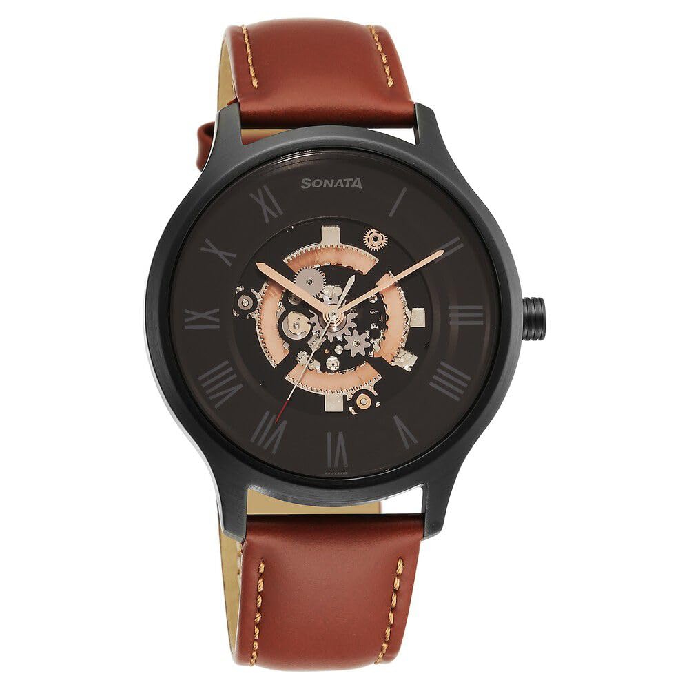Sonata Unveil Quartz Analog Black Dial Leather Strap Watch for Men-7140NL07 (B0CRHRJFW5) Amazon Price History, Amazon Price Tracker