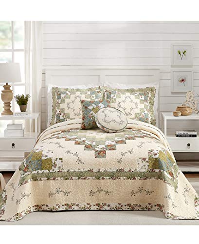 MODERN HEIRLOOM Olivia Embroidered Quilted Bedspread - Lightweight Breathable All Seasons Bedding,...