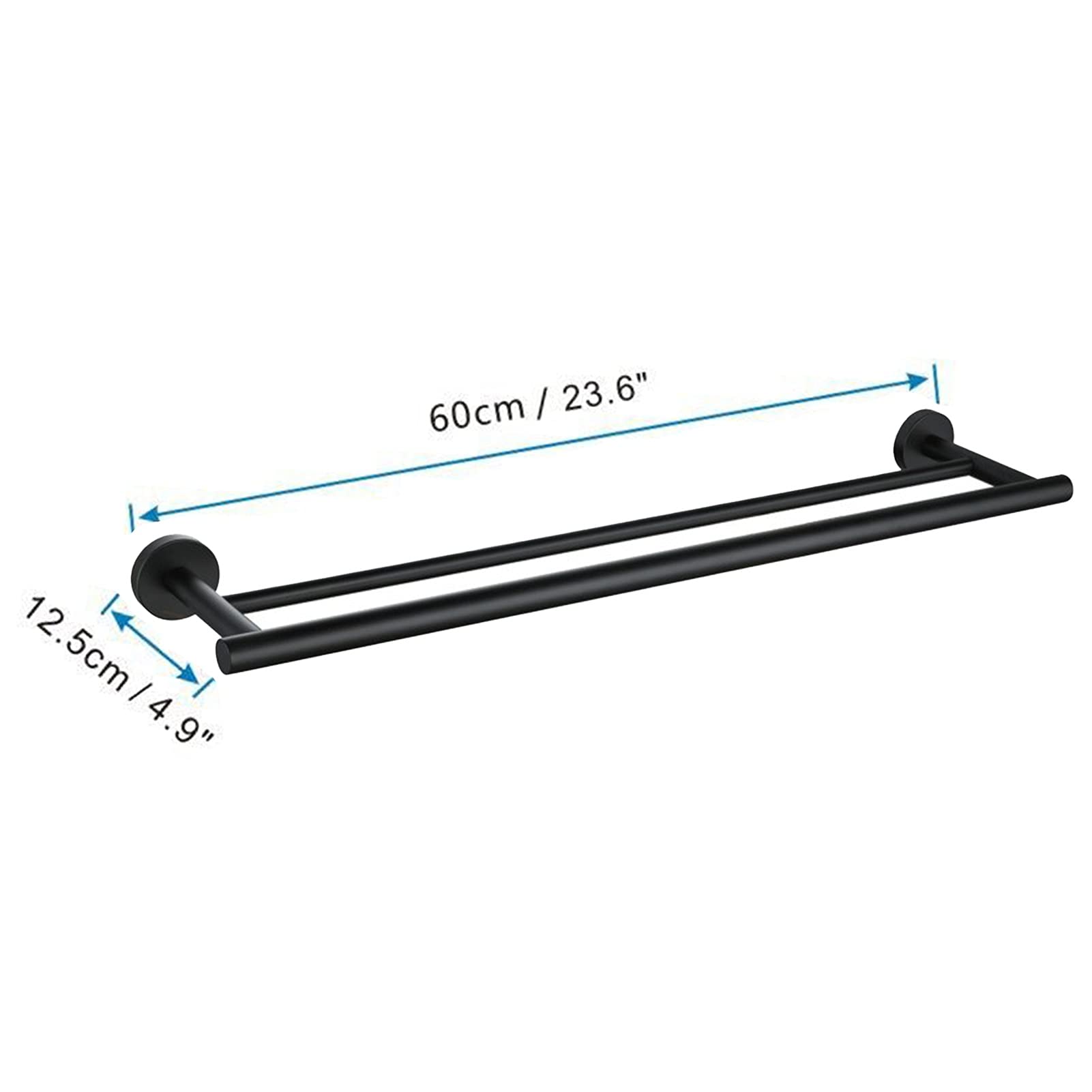 Barra de riel de Toalla Doble multifunción, Soporte de Toalla Negra de Acero Inoxidable SUS304, Percha de Torre montada en la Pared para Hardware y Cocina de baño, 60 cm / 23.6 Pulgadas