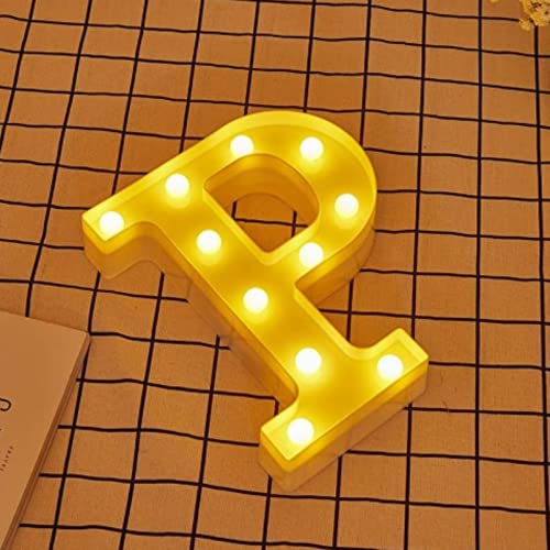 JANDEI - Letras LED iluminadas, letra P con luz blanca cálida, luces led decoración y ambiente, luz nocturna bodas, cumpleaños, escaparates, números y letras con luces (funcionan con pilas) Cover