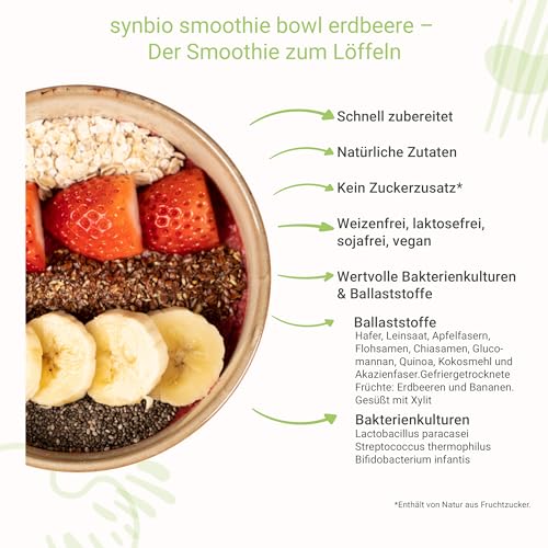 for you Synbio Smoothie-Bowl 400g - Darmfreundliche Smoothiebowl mit Bakterienkulturen & Ballaststoffen aus Hafer, Leinsaat, Apfelfasern, Flohsamen, Chiasamen uvm. - 100% Natürlich (Erdbeere)