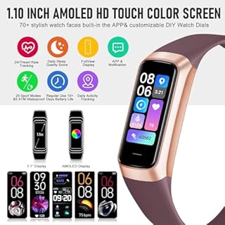 Bakoor Fitness Tracker, Fitness Watch with 24/7 Heart Rate Blood Oxygen Sleep Monitor, 1.10" AMOLED HD Touch Color Screen Step Counter, Activity Trackers Pedometer Health Smart Watch for Women Men
