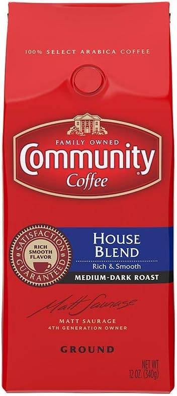Image of Community Coffee House Blend, Ground Coffee, Medium Dark Roast, 12 Ounce Bag (Pack of 6)