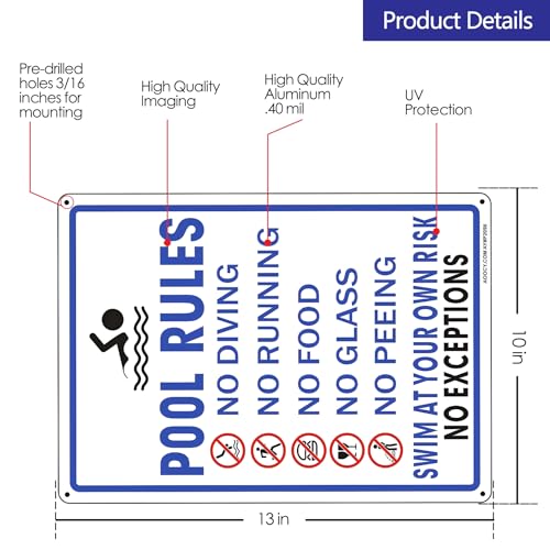 Señal de seguridad para piscina de metal 10x13 pulg miniatura 2